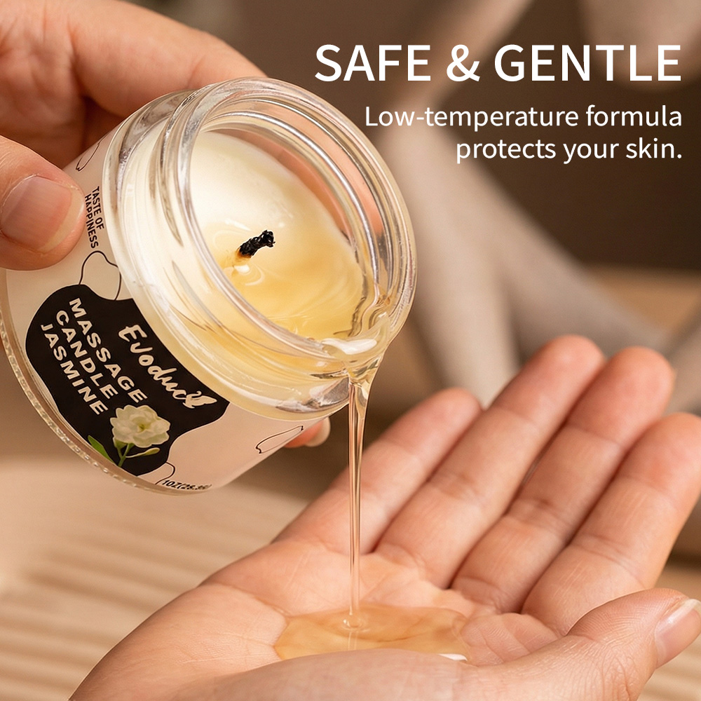 Massage Candle Melting - Massage-Öl-Kerze Jasmin Sojawachs Niedrigtemperatur-Schmelzkerze Hautpflege Feuchtigkeitsspendend