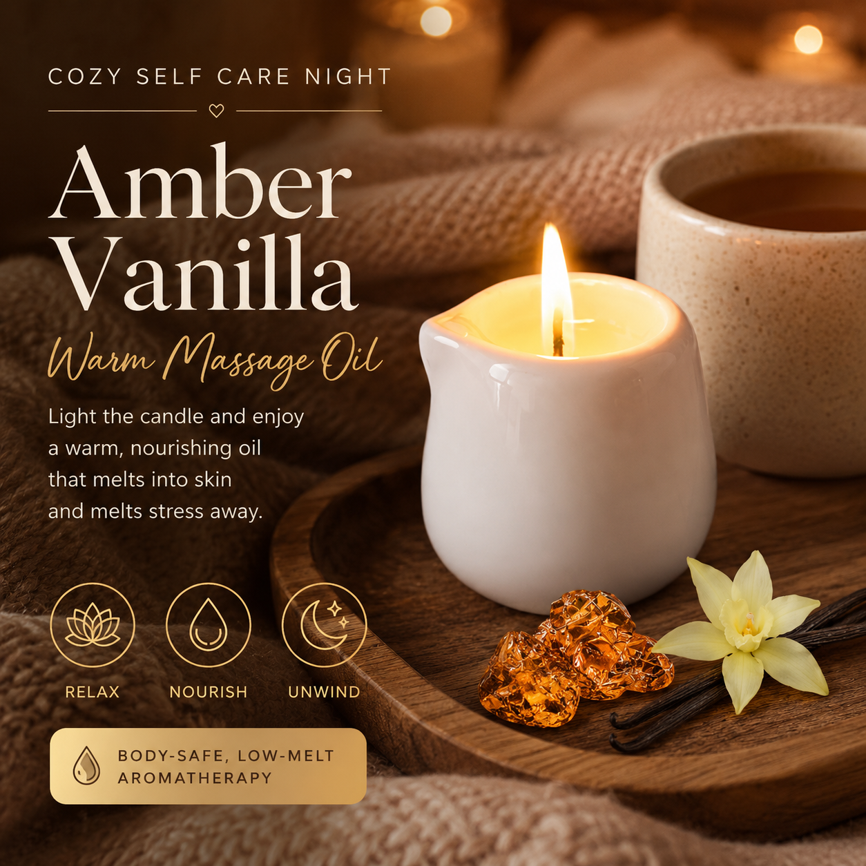 Massage Candle Melting - Keramik-Massageöl-Kerze Amber Vanille Warme Süße Duftkerze