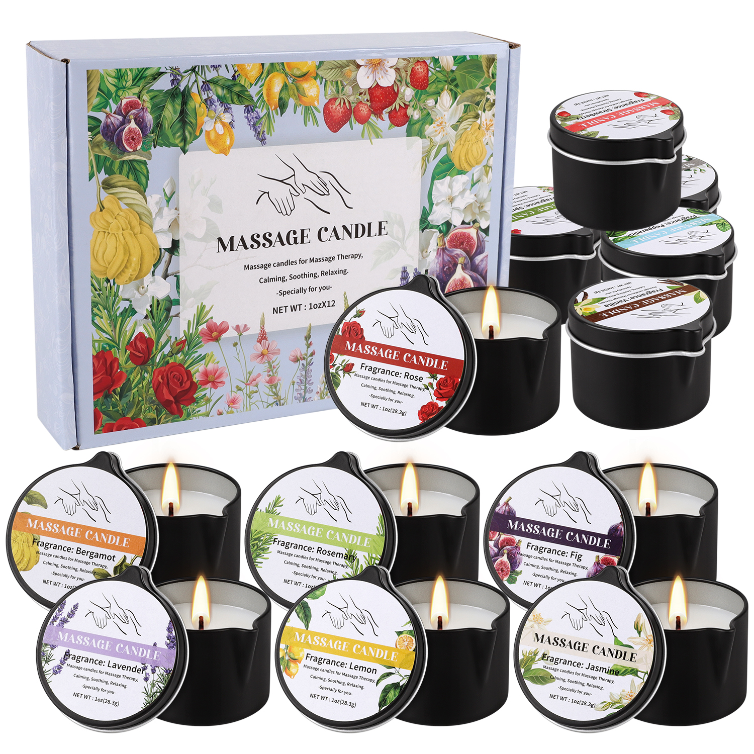 Massage Candle Melting - 12 Stück natürliche Duftöl-Massagekerzen | Das