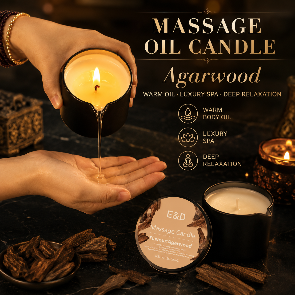 Agarholz-Massageölkerze 2oz, K – Massage Candle Melting Bewertung und Preis