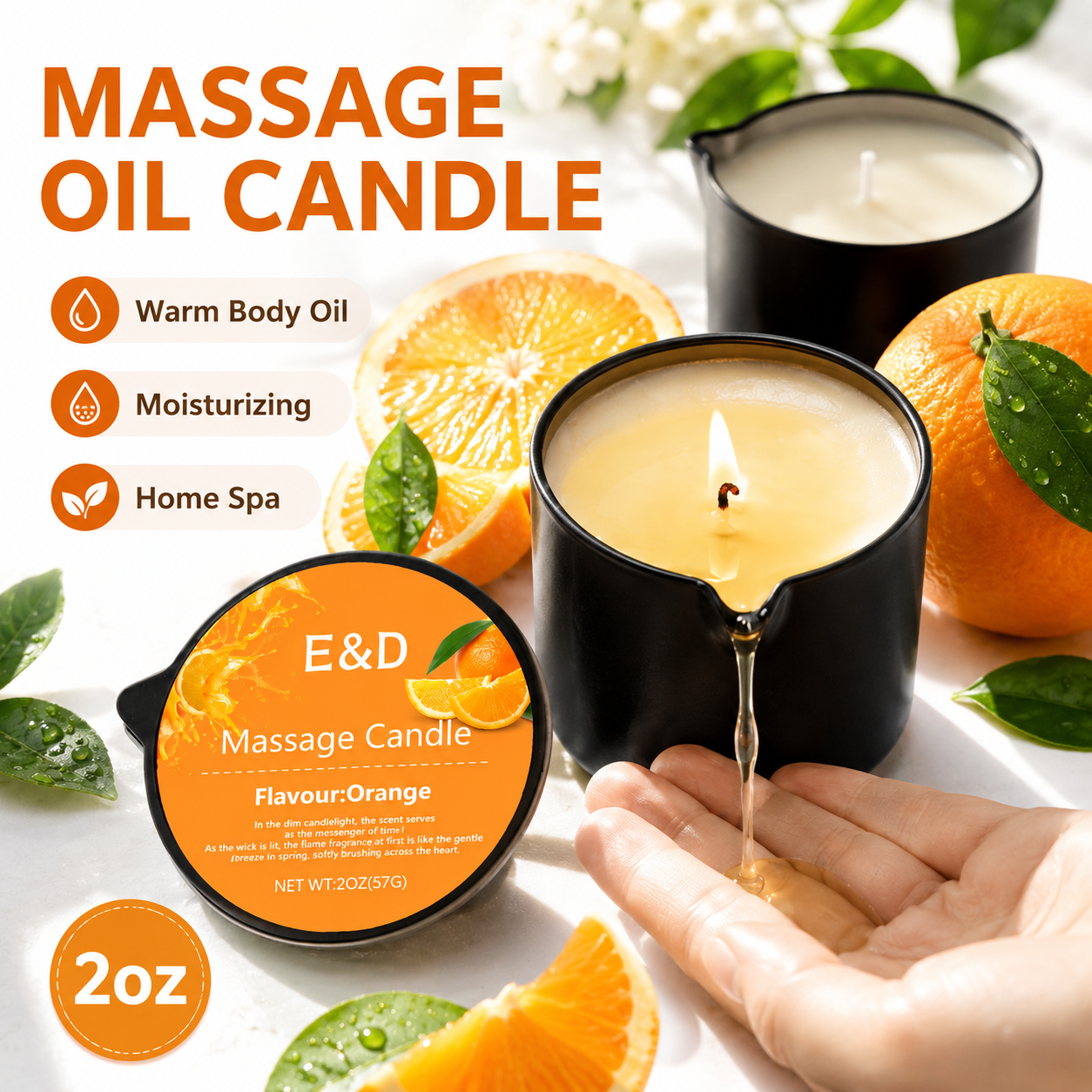 Orangefarbene Massageöl-Kerze  – Massage Candle Melting Bewertung und Preis
