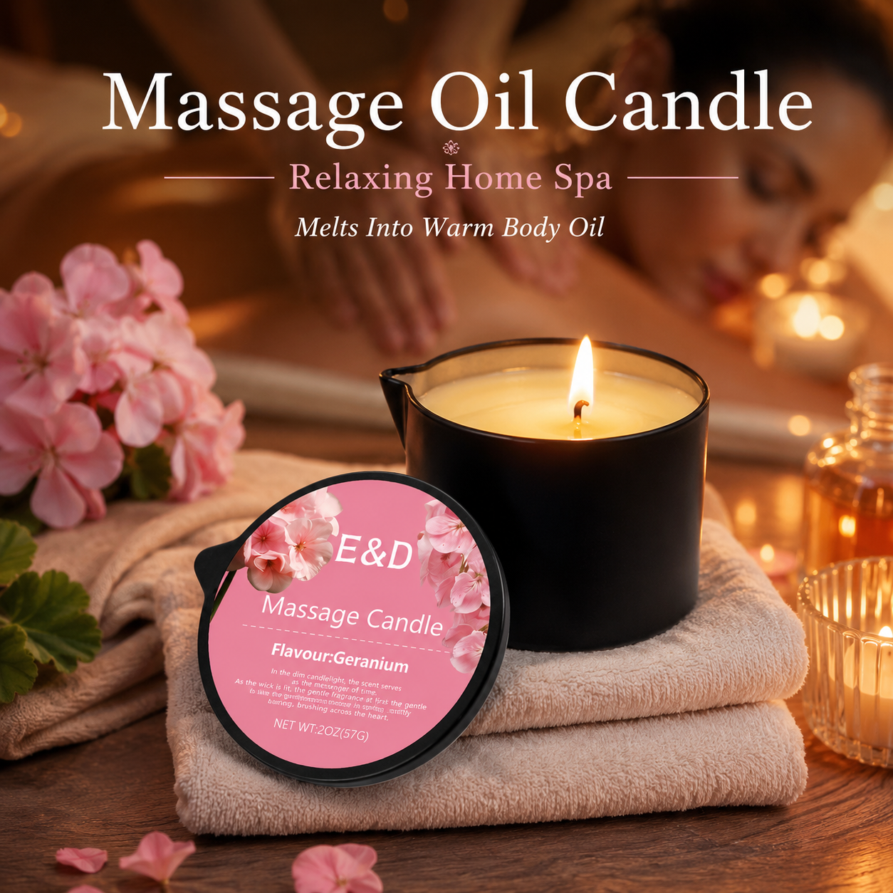 Geranium Massage-Ölkerze 2oz,  – Massage Candle Melting Bewertung und Preis